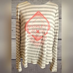 New Hurley Striped Long-Sleeve Large Shirt